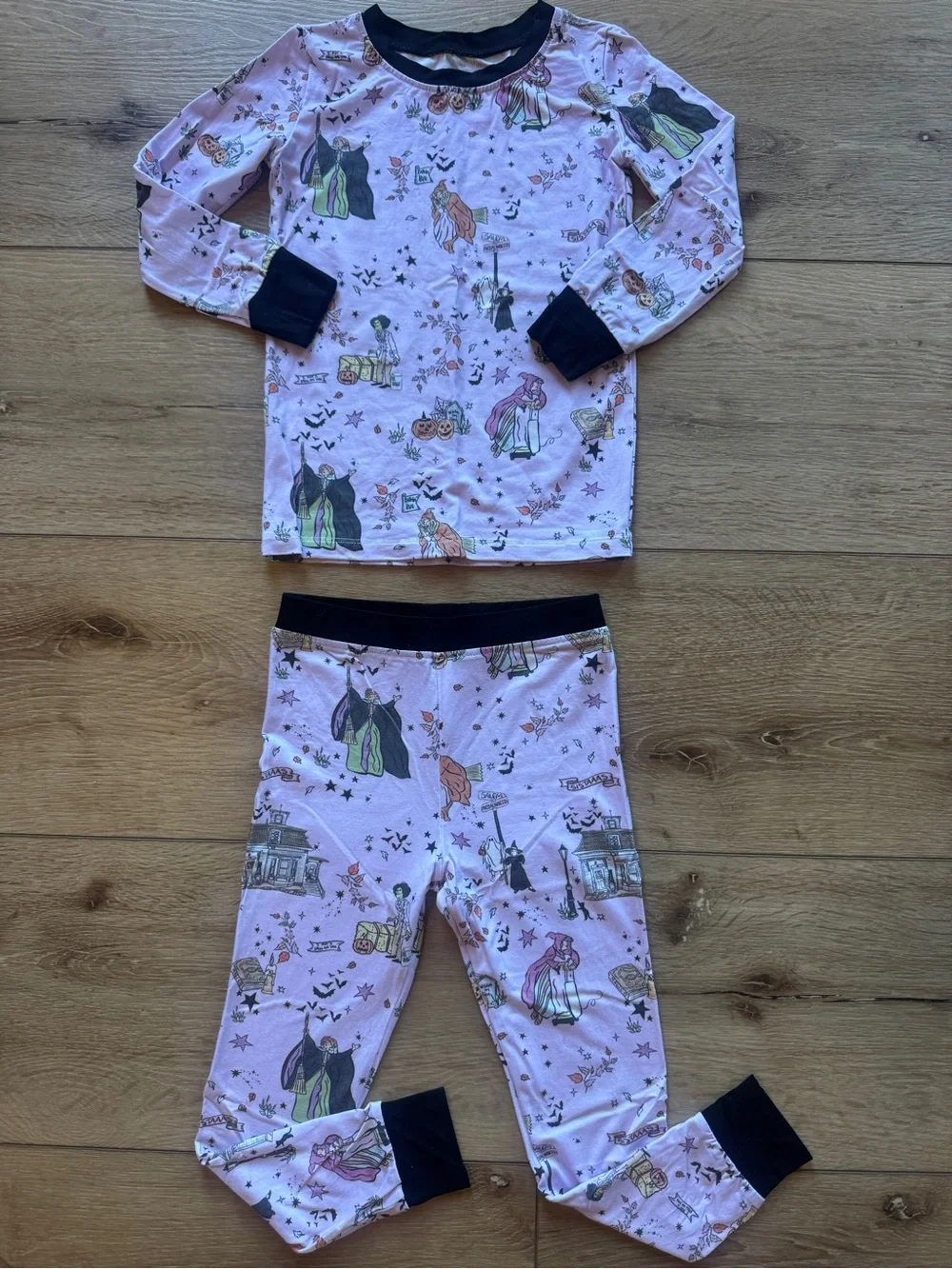 Girls' Halloween (Hocus Pocus) Print Pajama Set with Black Trim